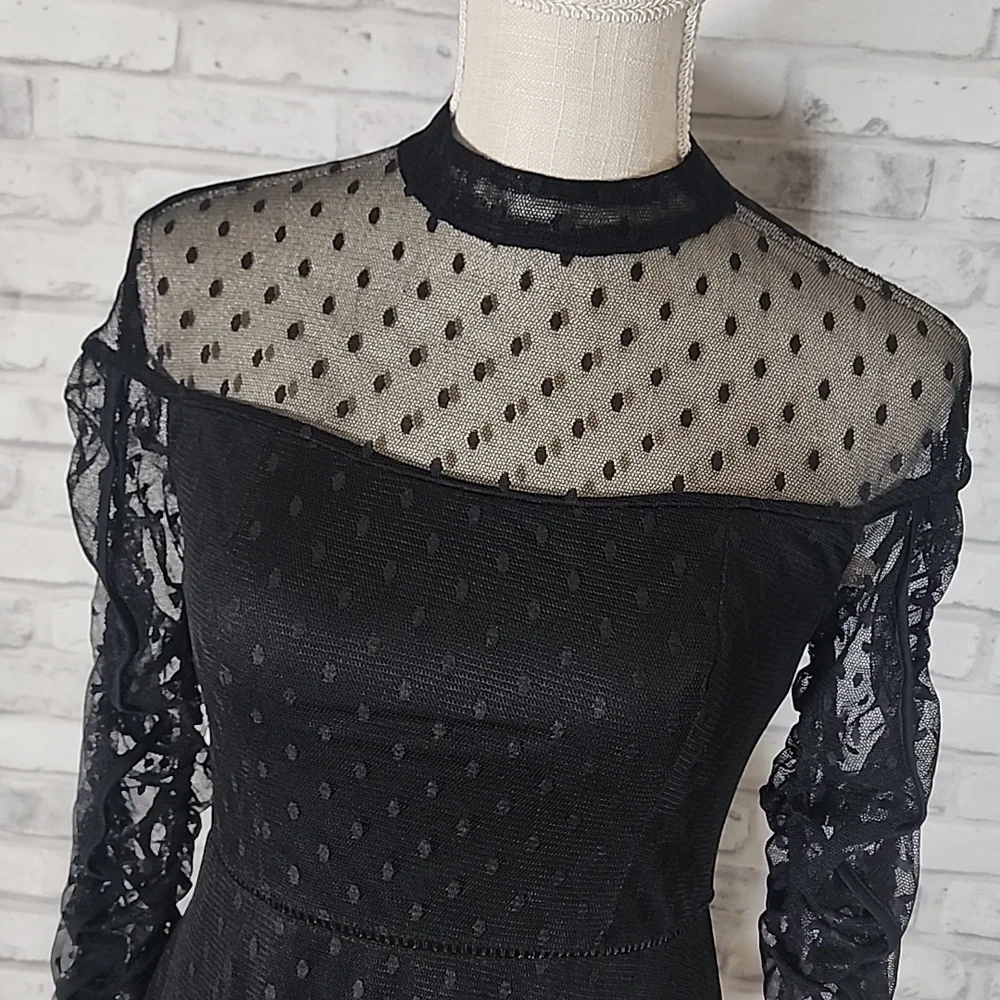 Vintage Betsey Johnson Black Lace Sheer Midi Formal Dress - Picture 5 of 10